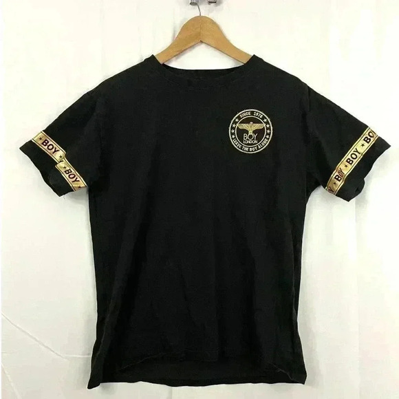 Boy London Black T-Shirt XS Men's Gold Accent Bird Short Sleeve Logo Embroidered - Picture 6 of 8